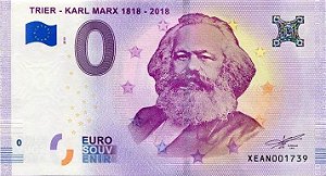 Cédula de Zero Euro comemorativa dos 200 Anos de Marx - Réplica