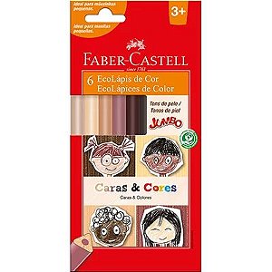 Lápis de Cor Jumbo, Caras & Cores - Faber-Castell - 6 Cores
