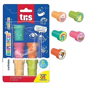 Carimbo Decorativo - Tris - Animalucos Comidinhas Blister com 5 carimbos.
