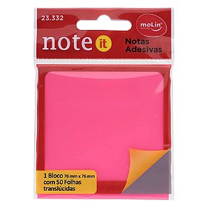 Bloco de Notas Adesivas - Molin - Rosa Magenta Neon 76 mm x 76 mm