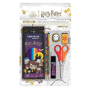 Kit Escolar - Leo & Leo - Harry Potter 12 Lápis de Cor + 6 Itens.