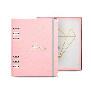 Planner Premium Argolado A5 - Ótima - Pink Stone Geométrico com Caixa Premium