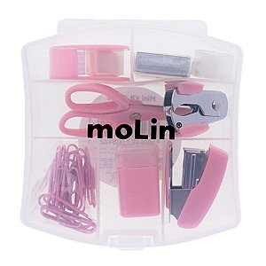 Kit Mini Office - Molin - Rosa 9 Itens