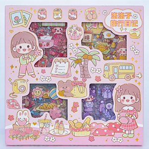 Caixinha com 100 Folhas de Adesivos - Kawaii - Lovely