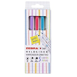 Marca Texto - Zebra - Mildliner - Estojo c/ 5 Cores Frias