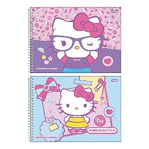 Caderno Capa Dura Desenho e Cartografia - Jandaia - Hello Kitty 80 folhas