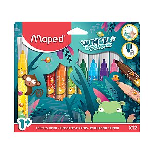 Caneta Hidrográfica - Maped - Jumbo Jungle Fever 12 Cores