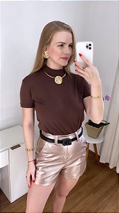 T-Shirt Basic Camiseta Feminina Gola Alta