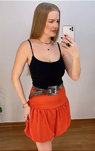 Saia Balonê Crepe Alfaiataria Boho Chic