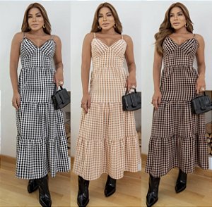 Vestido Longo Xadrez Juh