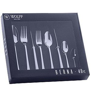 Faqueiro Wolff Aço Inox Berna 48 Peças Com Estojo Gift Box