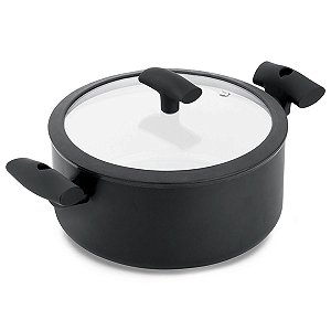 Caçarola Hercules Redonda Antiaderente Ceramica Indução Preta 22x9cm 3L