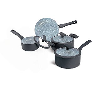 Jogo de Panelas Hercules Revestimento Ceramico Indução 4 Peças Antiaderente Cinza