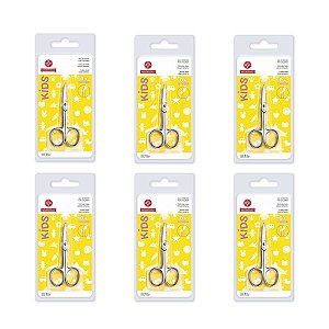 Kit 6 Tesouras de Unha Mundial Aço Inox Infantil Kids