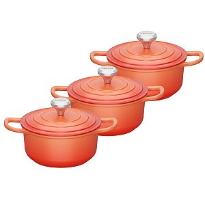 Kit Conjunto Caçarola Lehavi Florença Revestimento Ceramico Indução Laranja 4,5L + 4,5L + 4,5L
