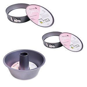 Kit 3 Formas Redondas Hercules Aço Carbono Bakery