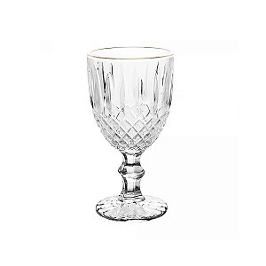 Taça de Água De Vidro Com Fio Dourado Greek Wollf 320Ml