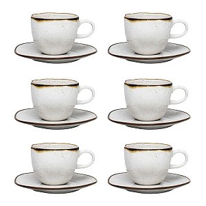 Jogo de 6 Xícaras Grandes Com Pires Oxford Ryo Maresia 220ML
