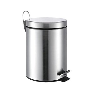 Lixeira Mak Inox Aço Inox 12 Litros Com Pedal e Balde Ø25x41cm