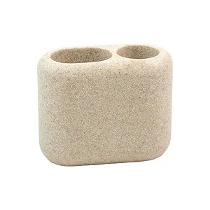 Porta Objetos Duplo Oikos de Resina Oval Areia