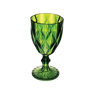 Taça de Água de Vidro Lyor Diamond Verde 350ml