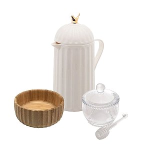Kit Café da Manhã Bird Elegance 4 peças Bowl+Meleira+Garrafa