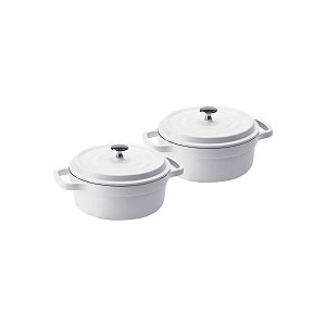 Kit Conjunto Caçarola Hercules Revestimento Ceramico Indução Branca 1,3L +1,3L