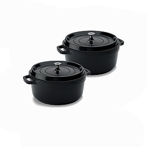 Kit Conjunto Caçarola Hercules Revestimento Ceramico Indução Preto 1,3L + 1,3L
