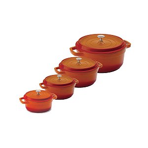Kit Conjunto Caçarola Hercules Revestimento Ceramico Indução Laranja 1,4L + 2,4L + 4,3L + 6,8L