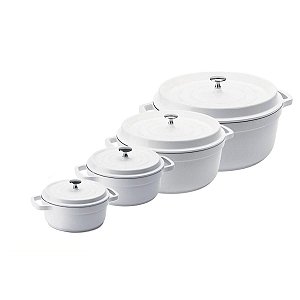 Kit Conjunto Caçarola Hercules Revestimento Ceramico Indução Branca 1,4L + 2,4L + 4,3L + 6,8L