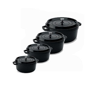 Kit Conjunto Caçarola Hercules Revestimento Ceramico Indução Preto 1,4L + 2,4L + 4,3L + 6,8L