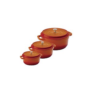 Kit Conjunto Caçarola Hercules Revestimento Ceramico Indução Laranja 1,4L + 2,4L + 4,3L