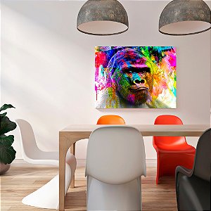 Quadro Canvas Gorila Colorido
