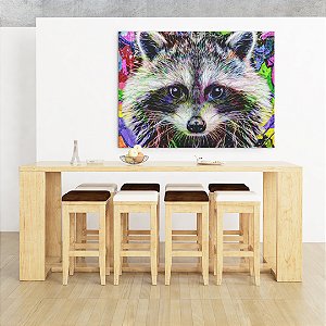 Quadro Canvas Guaxinim Colorido