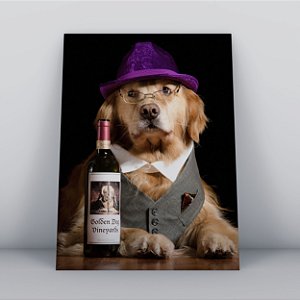 Quadro Canvas Cachorro e Vinho