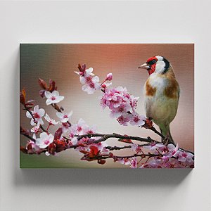 Quadro Canvas Pássaro e Flores