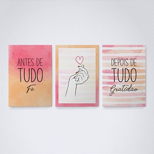 Trio Quadro Canvas Antes Depois Love