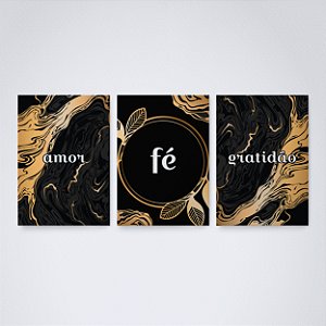 Trio Quadro Canvas Amor Fé Gratidão 3