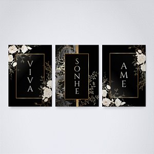 Trio Quadro Canvas Viva, Sonhe, Ame 1