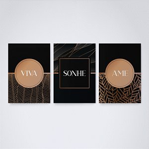 Trio Quadro Canvas Viva, Sonhe, Ame 2