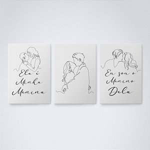 Trio Quadro Canvas Casal Minha Menina