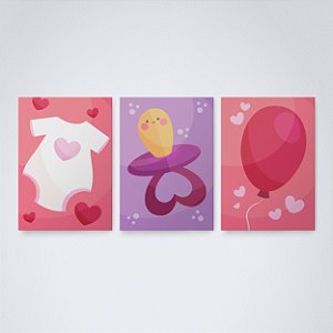 Trio Quadro Canva Infantil Menina