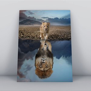 Quadro Canvas Leão Reflexo de um Rei