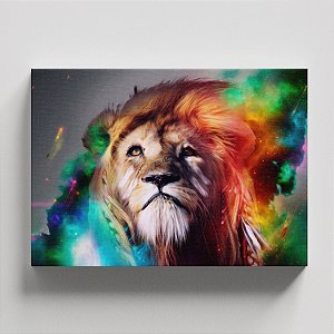 Quadro Canvas Leão Color