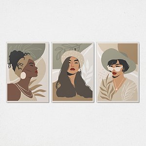 Trio Quadro Canvas Mulheres Estilo