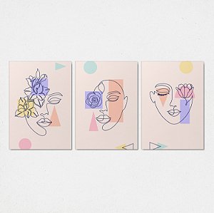 Trio Quadro Canvas Silhueta Mulher