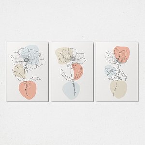 Trio Quadro Canvas Flor Pétalas Gd