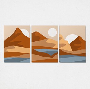 Trio Quadro Canvas Abstrato Deserto