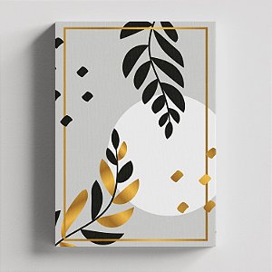 Quadro Canvas Ramos Abstrato Dourado