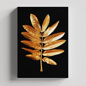 Quadro Canvas Folha preto dourada 2